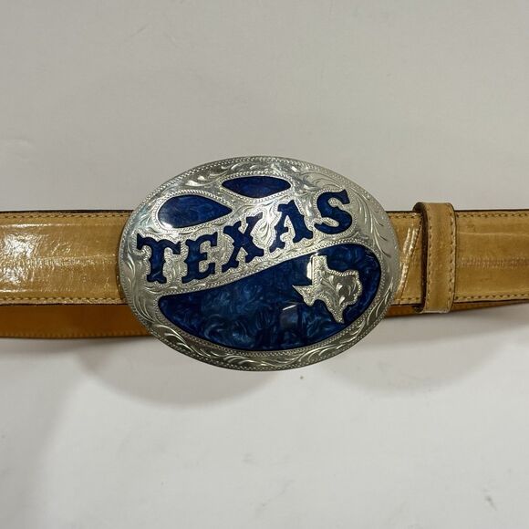 Vintage Western Tooled Leather Belt German Silver Horse Buckle Brown Size 34 - Picture 5 of 16